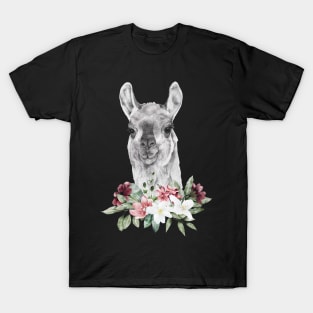 Floral Wild Llama Head Animal Spirit Costume Wildlife Rescue T-Shirt